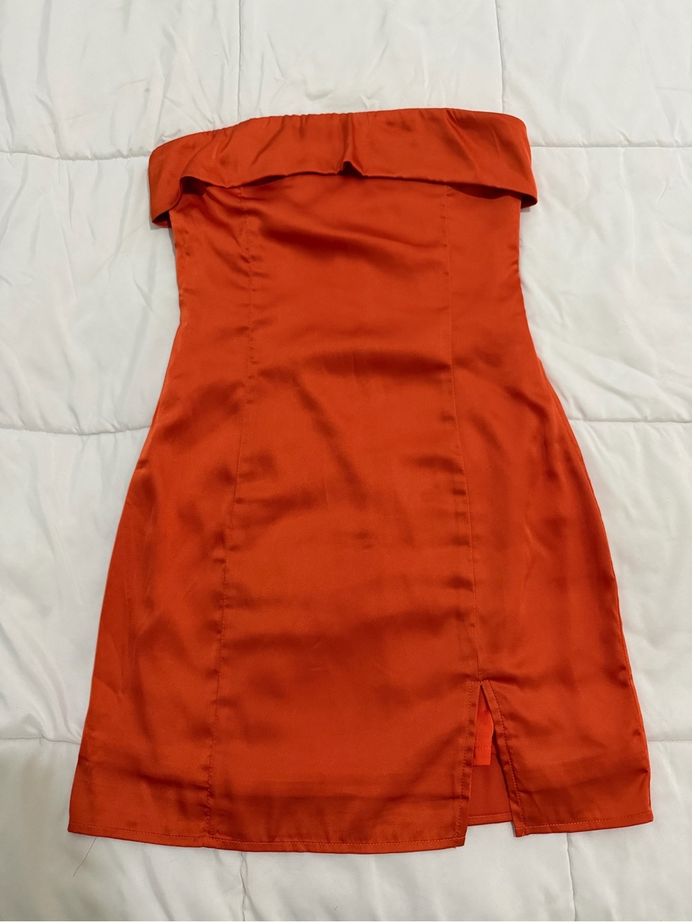NWOT Sky to Moon Orange Strapless Foldover Mini Dress Size S